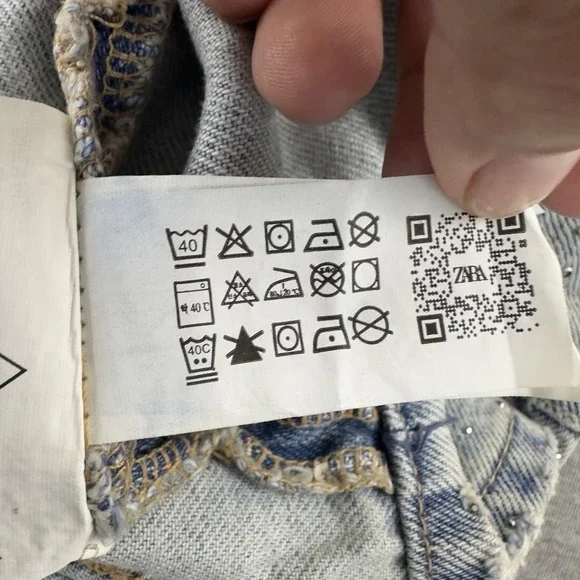 ZARA Women's Denim Jacket XXL‎ Blue Studded Rhinestone Embellished NWT - Picture 9 of 12